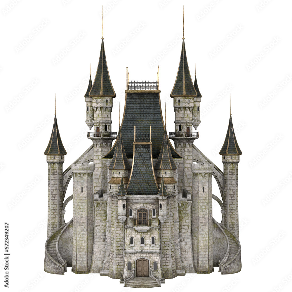 3d render fantasy castle tower medieval isolated - obrazy, fototapety, plakaty 