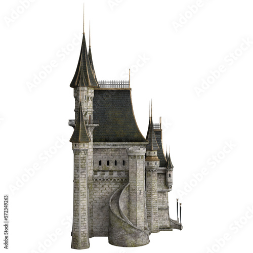 3d render fantasy castle tower medieval isolated photo