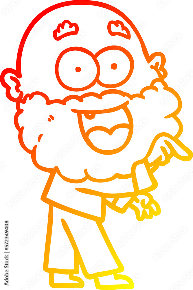 warm gradient line drawing cartoon crazy happy man with beard warm gradient line drawing cartoon crazy happy man with beard
