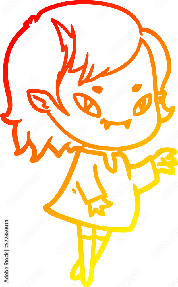 warm gradient line drawing cartoon friendly vampire girl warm gradient line drawing cartoon friendly vampire girl