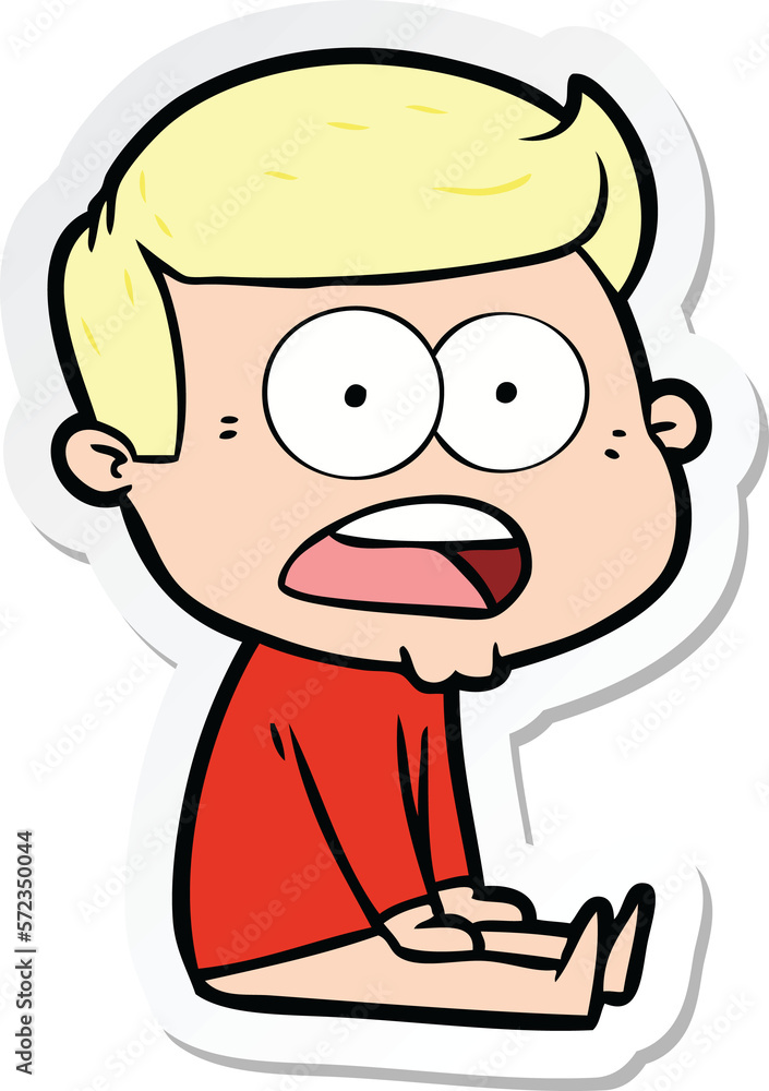 sticker of a cartoon shocked man