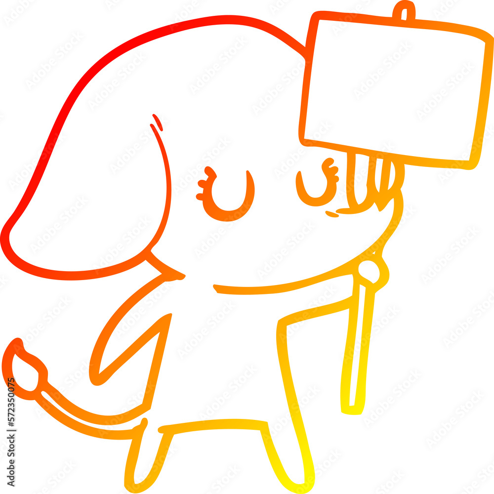 warm gradient line drawing cute cartoon elephant warm gradient line drawing cute cartoon elephant