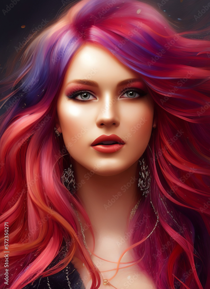 Digital portrait of a beautiful face. Illustration of a beautiful girl. Beautiful woman painting. Digital portrait of a beautiful face. Illustration of a beautiful girl. Beautiful woman painting.