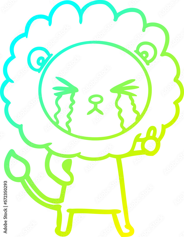 cold gradient line drawing cartoon crying lion cold gradient line drawing cartoon crying lion