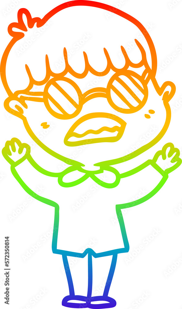 rainbow gradient line drawing cartoon boy wearing spectacles rainbow gradient line drawing cartoon boy wearing spectacles