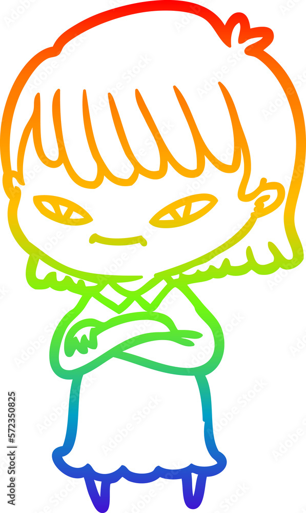rainbow gradient line drawing cartoon woman rainbow gradient line drawing cartoon woman