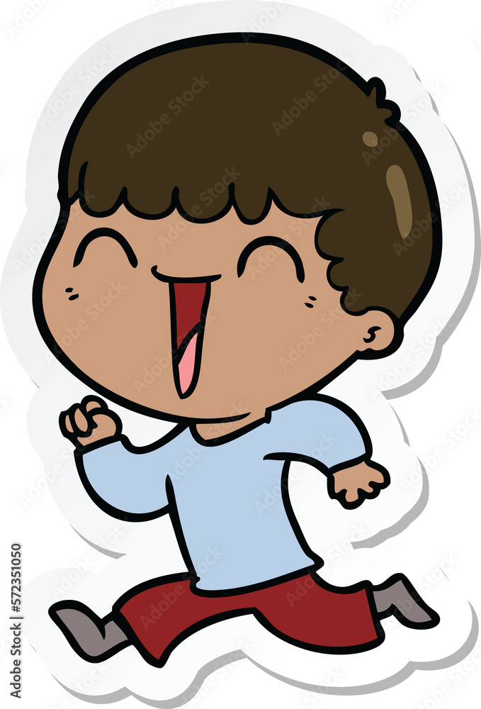 sticker of a cartoon happy man sticker of a cartoon happy man
