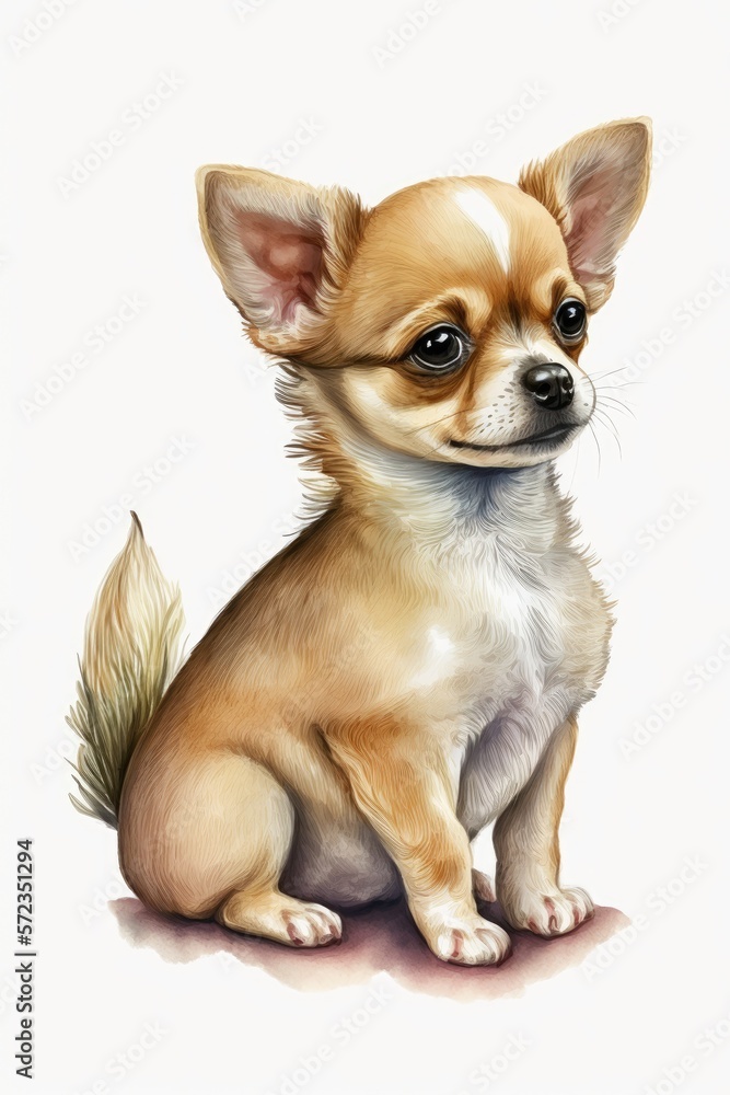Little chihuahua dog cute children illustration. Isolated. Illustration of the character.	
