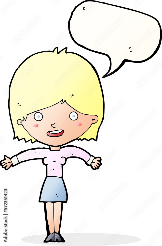 cartoon excited woman with speech bubble cartoon excited woman with speech bubble