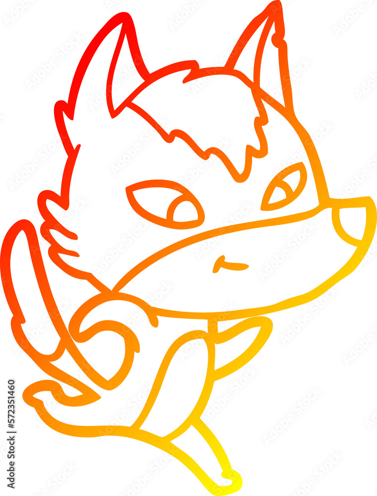 warm gradient line drawing friendly cartoon wolf running warm gradient line drawing friendly cartoon wolf running