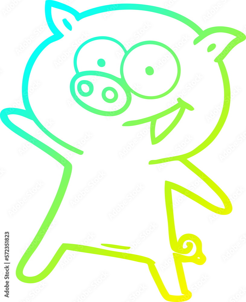 cold gradient line drawing cheerful dancing pig cartoon cold gradient line drawing cheerful dancing pig cartoon