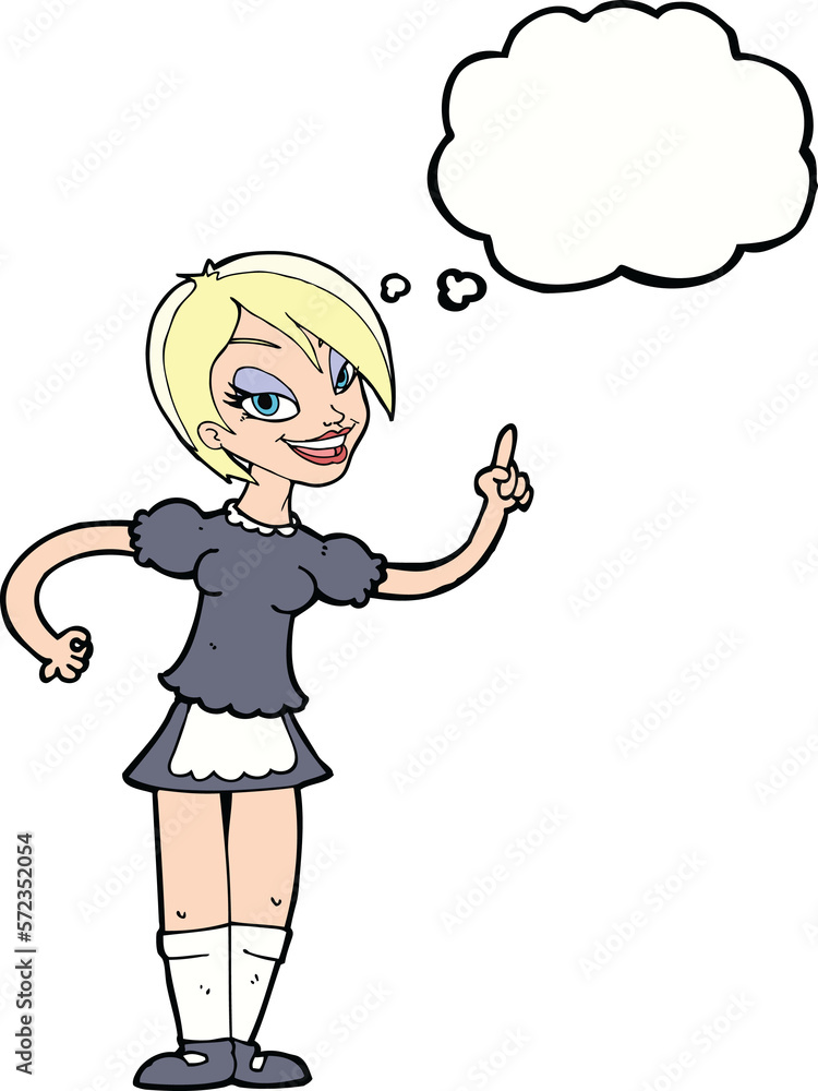 cartoon waitress taking order with thought bubble cartoon waitress taking order with thought bubble