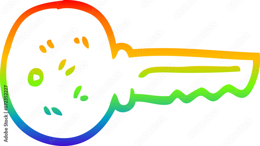 rainbow gradient line drawing cartoon metal key