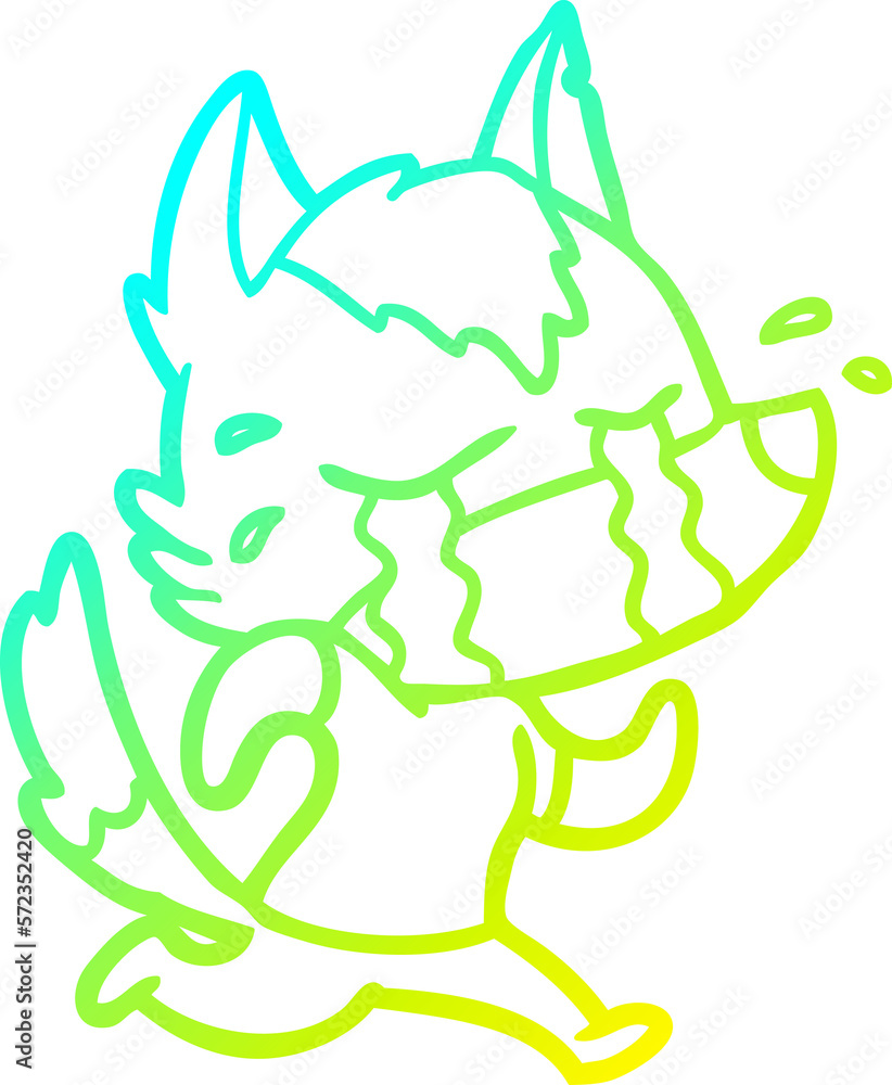 cold gradient line drawing cartoon crying wolf running away cold gradient line drawing cartoon crying wolf running away