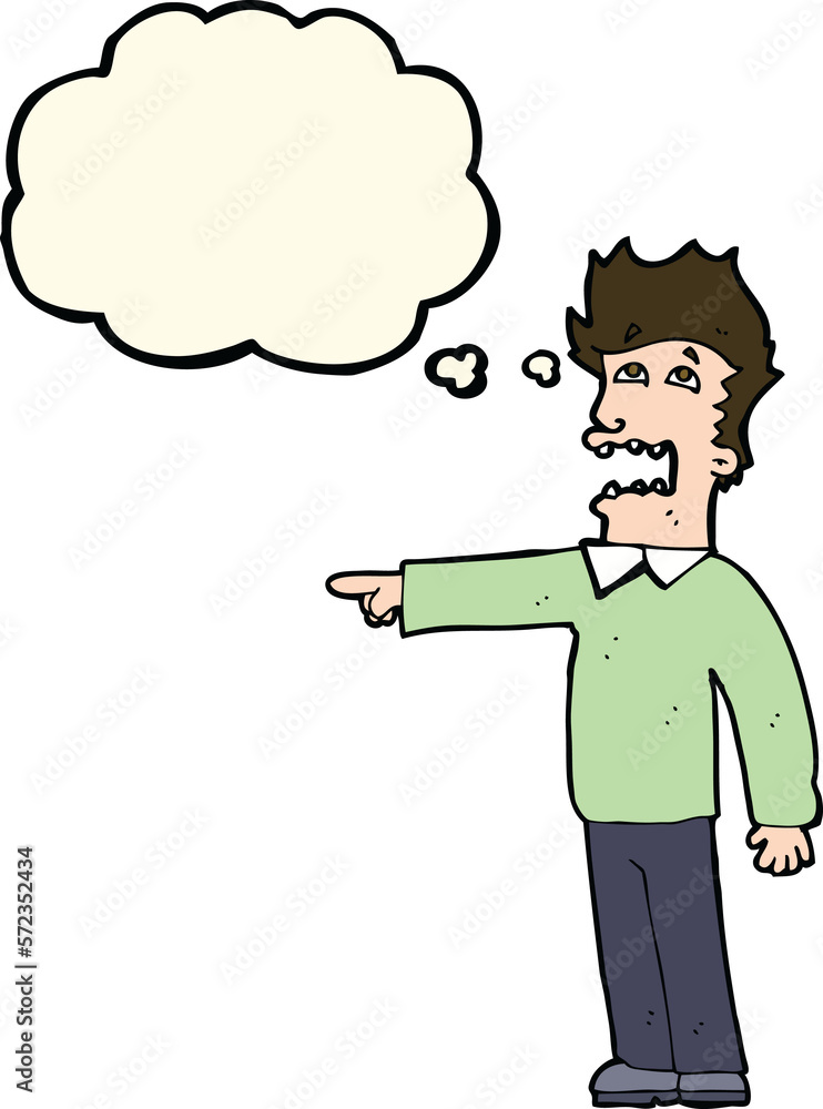 cartoon man accusing with thought bubble cartoon man accusing with thought bubble