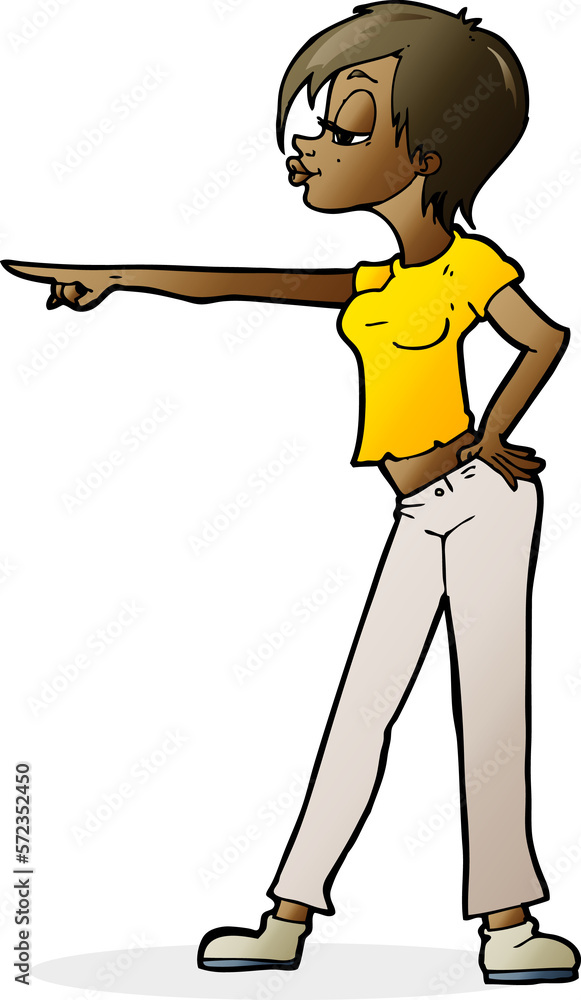 cartoon woman pointing