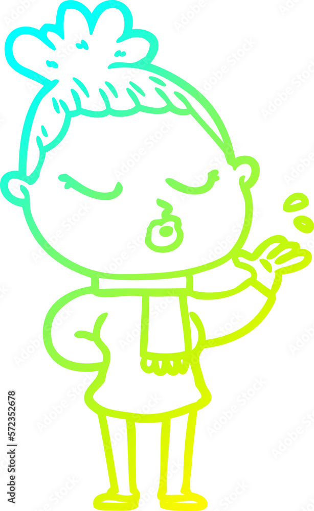 cold gradient line drawing cartoon calm woman cold gradient line drawing cartoon calm woman