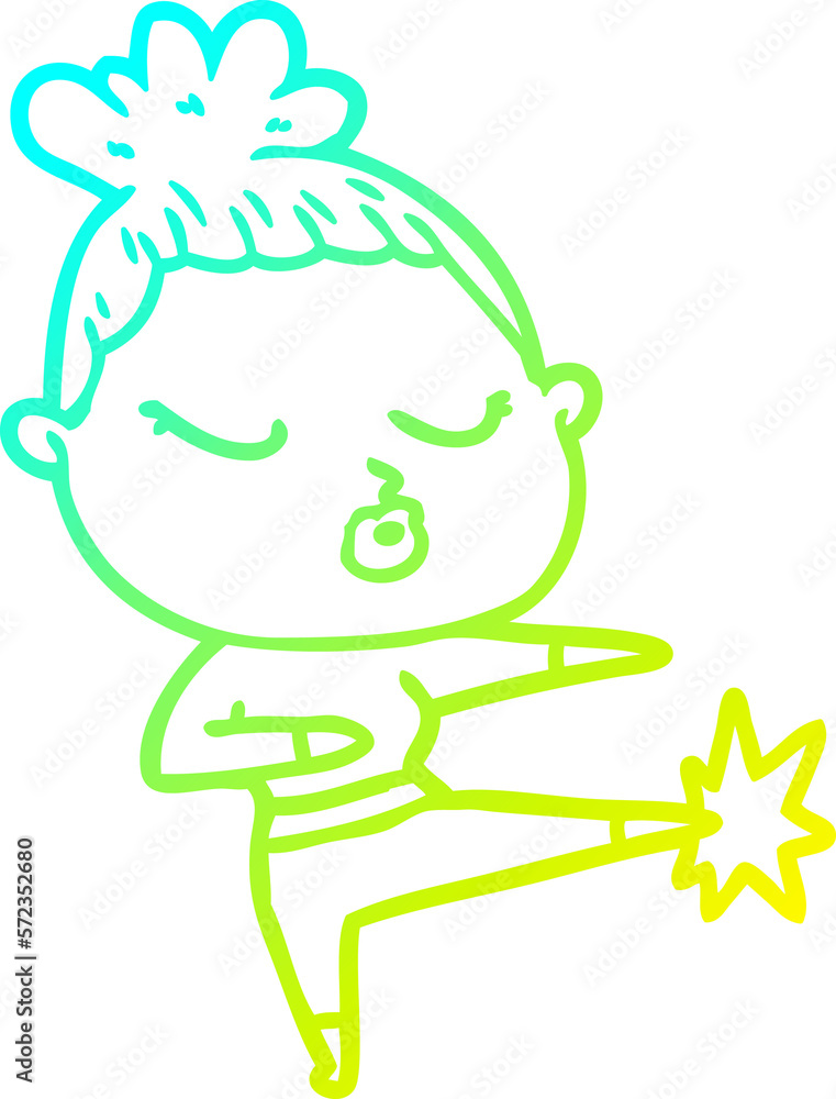 cold gradient line drawing cartoon calm woman cold gradient line drawing cartoon calm woman
