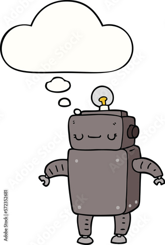 cartoon robot and thought bubble