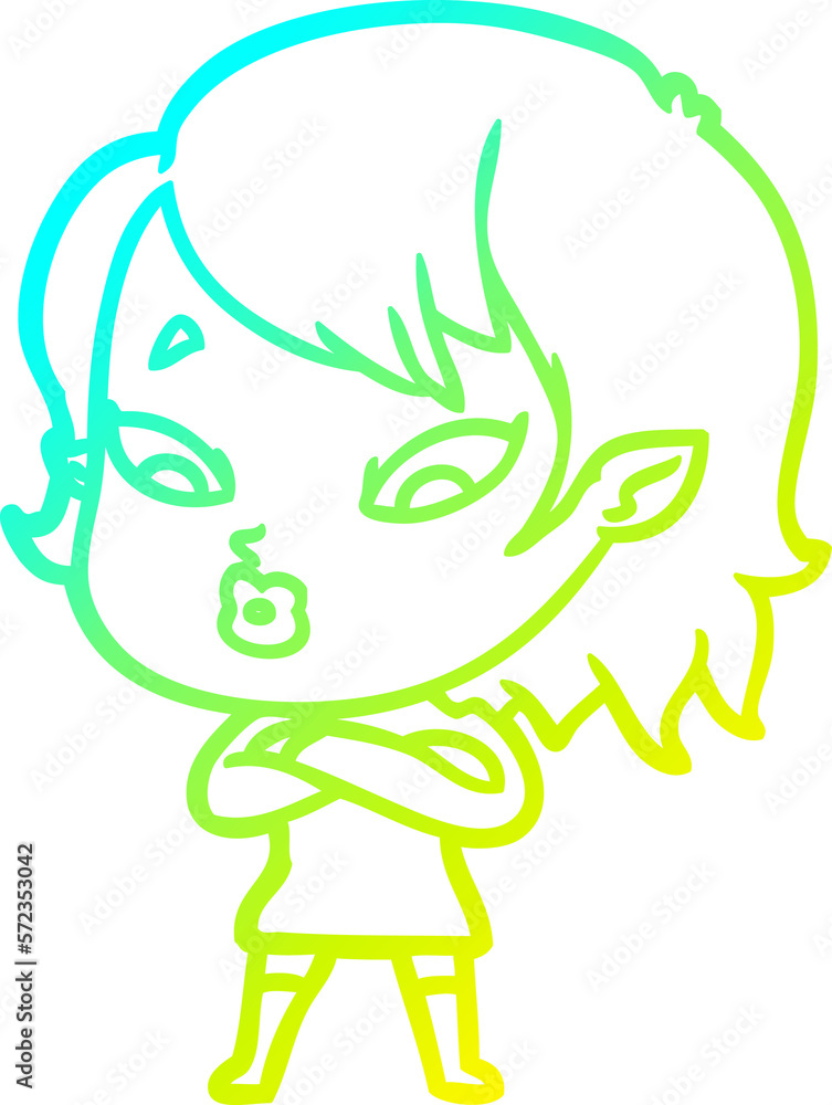 cold gradient line drawing cute cartoon vampire girl cold gradient line drawing cute cartoon vampire girl