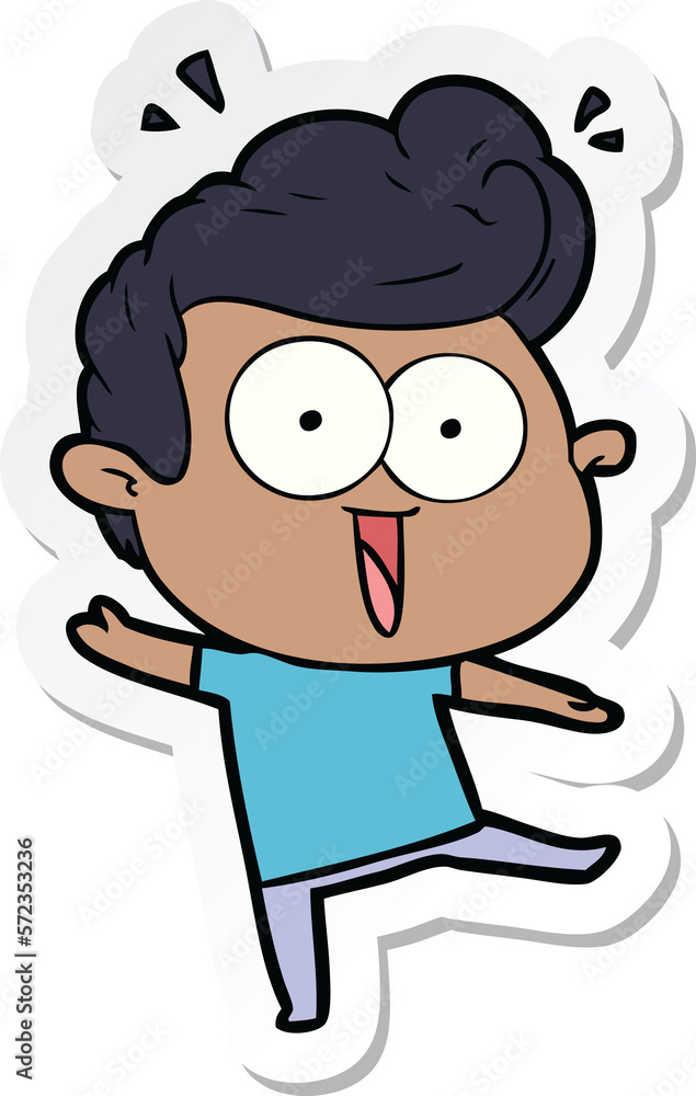 sticker of a cartoon excited man sticker of a cartoon excited man