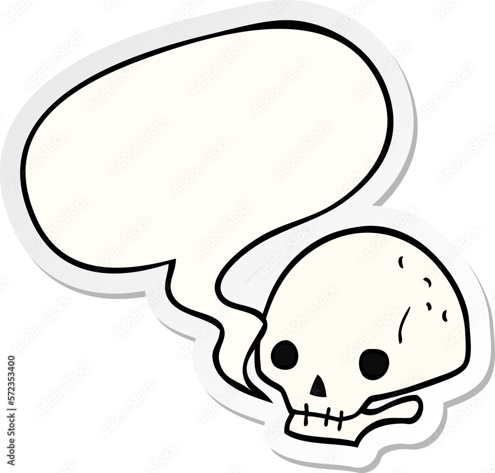 cartoon spooky skull and speech bubble sticker cartoon spooky skull and speech bubble sticker