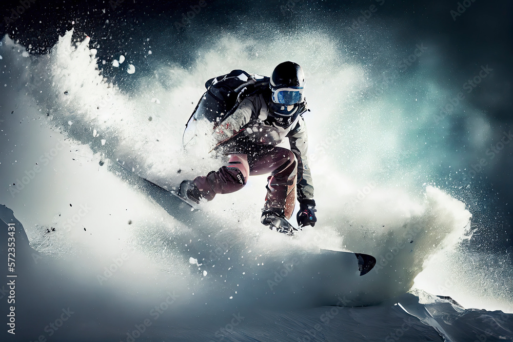 Winter Extreme athlete Sports ski jump on mountain