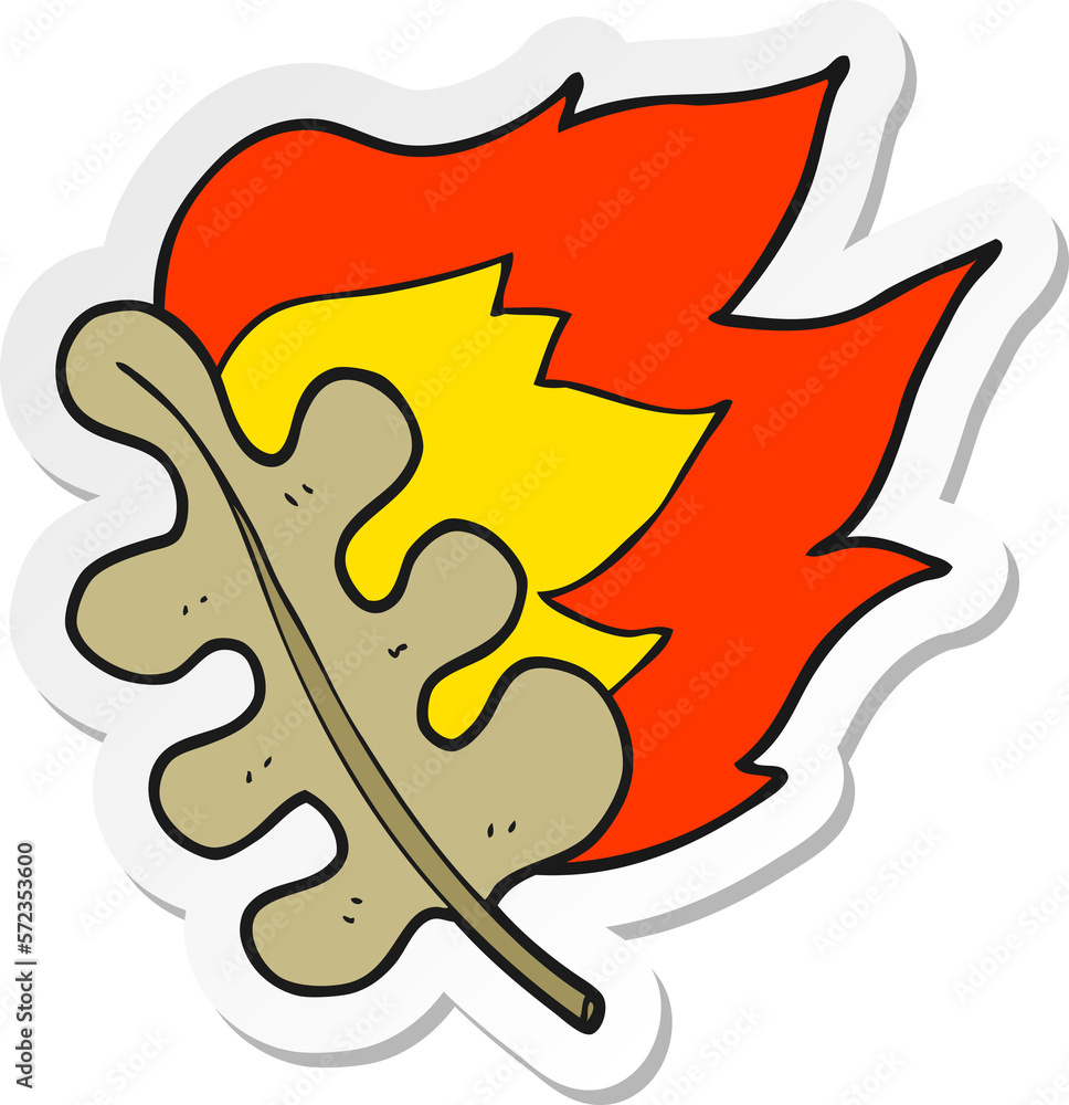 sticker of a cartoon burning dry leaf sticker of a cartoon burning dry leaf