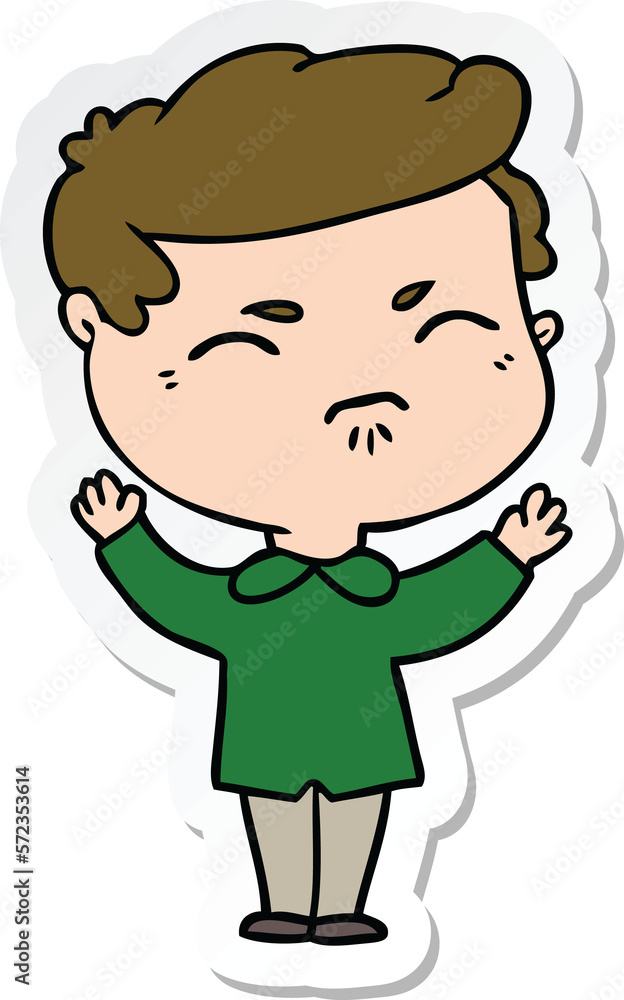 sticker of a cartoon annoyed man sticker of a cartoon annoyed man