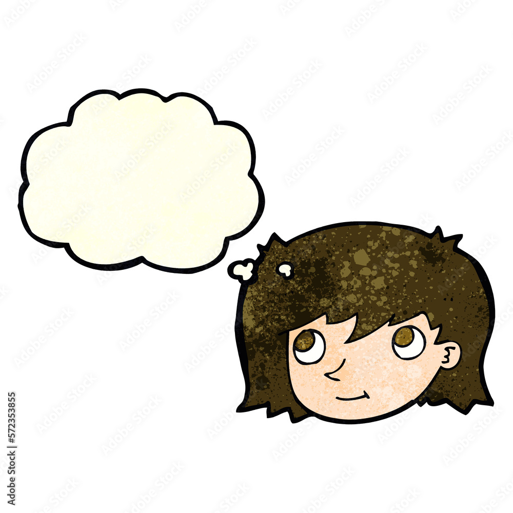cartoon female face with thought bubble cartoon female face with thought bubble