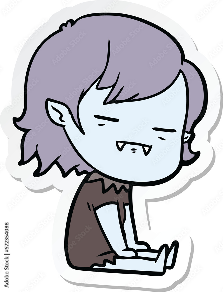 sticker of a cartoon undead vampire girl sitting sticker of a cartoon undead vampire girl sitting