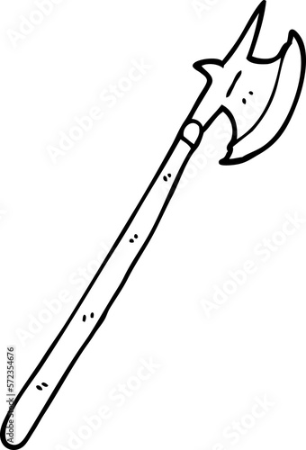 line drawing cartoon medieval halberd