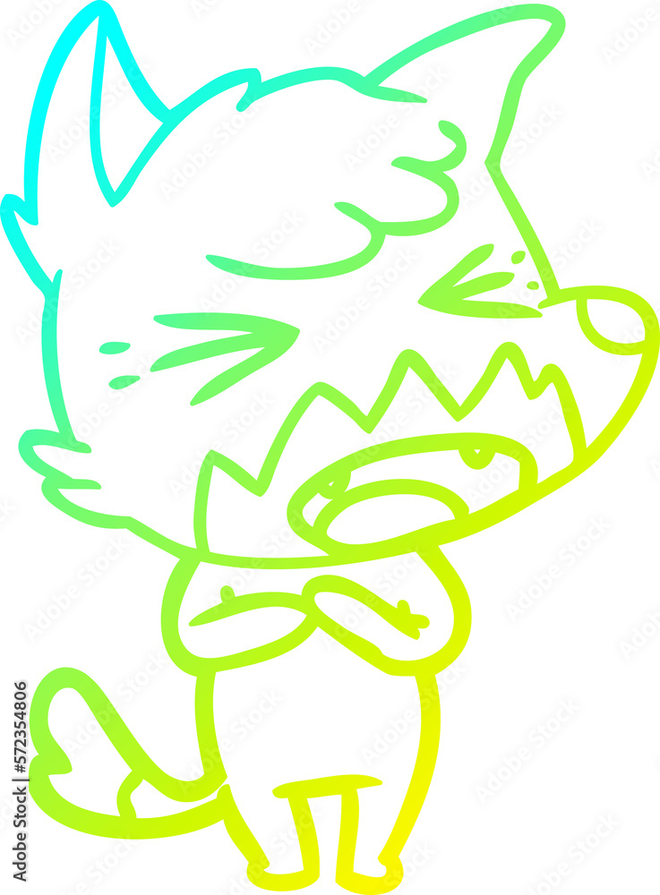 cold gradient line drawing angry cartoon fox cold gradient line drawing angry cartoon fox