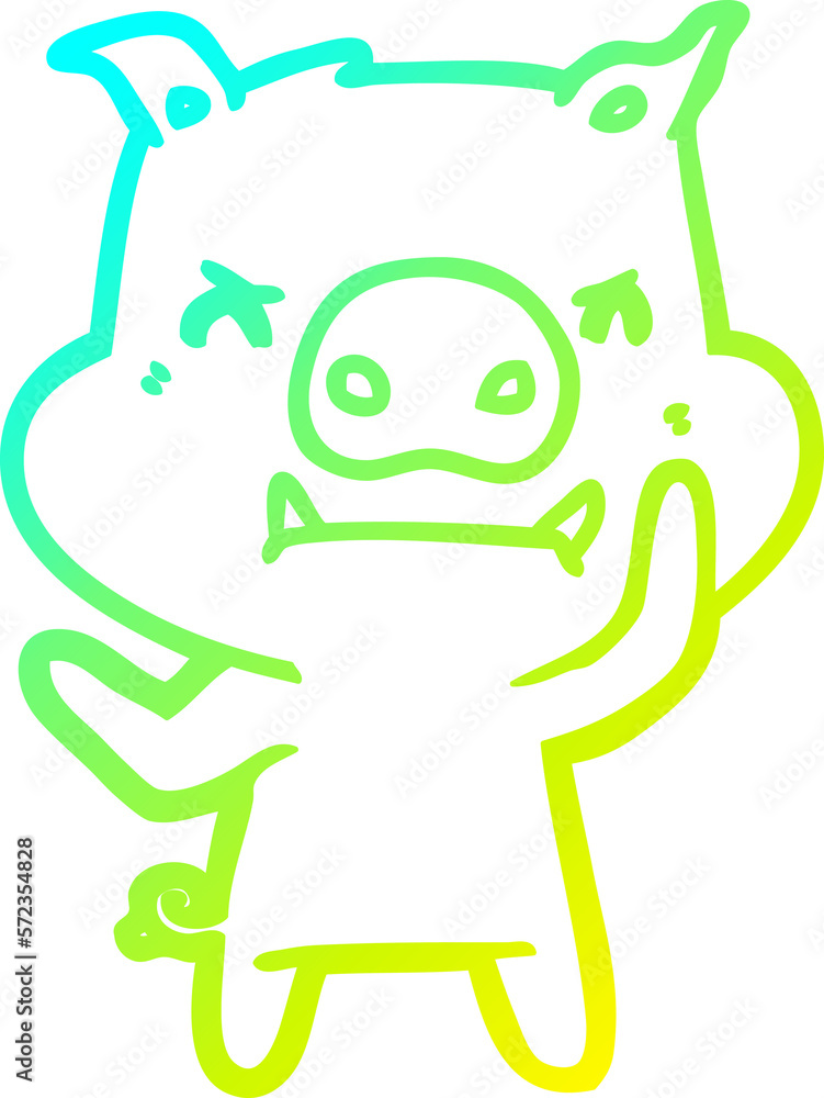 cold gradient line drawing angry cartoon pig cold gradient line drawing angry cartoon pig