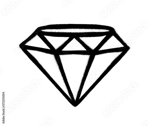 Sprayed diamond with overspray in black over white. Vector illustration.