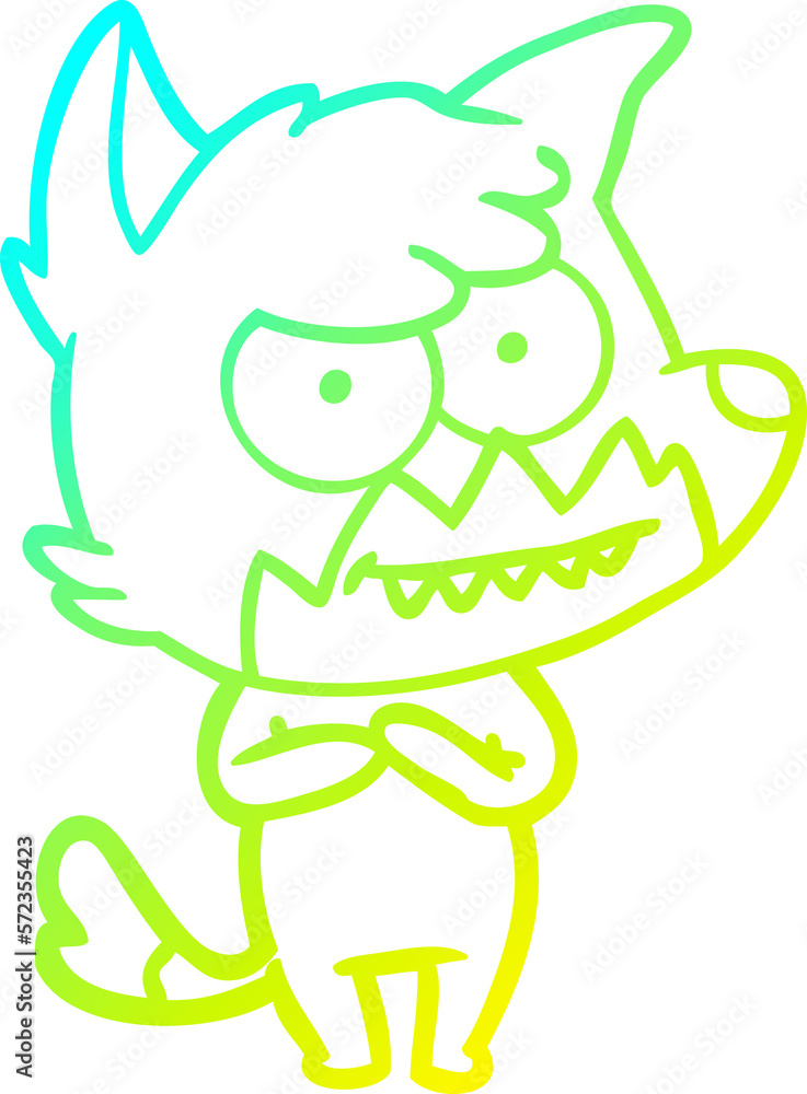 cold gradient line drawing cartoon grinning fox cold gradient line drawing cartoon grinning fox