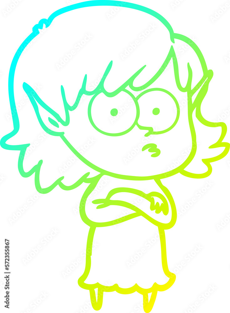 cold gradient line drawing cartoon elf girl staring cold gradient line drawing cartoon elf girl staring