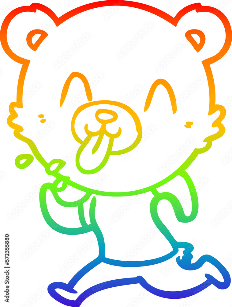 rainbow gradient line drawing rude cartoon polar bear sticking out tongue rainbow gradient line drawing rude cartoon polar bear sticking out tongue