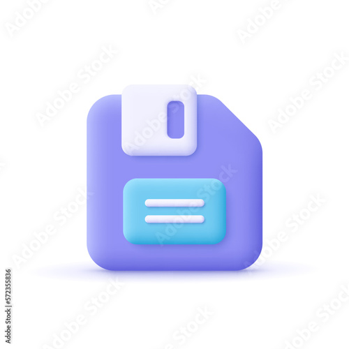 Diskette, floppy disk. Data storage, information technology, save files concept. 3d vector icon. Cartoon minimal style.