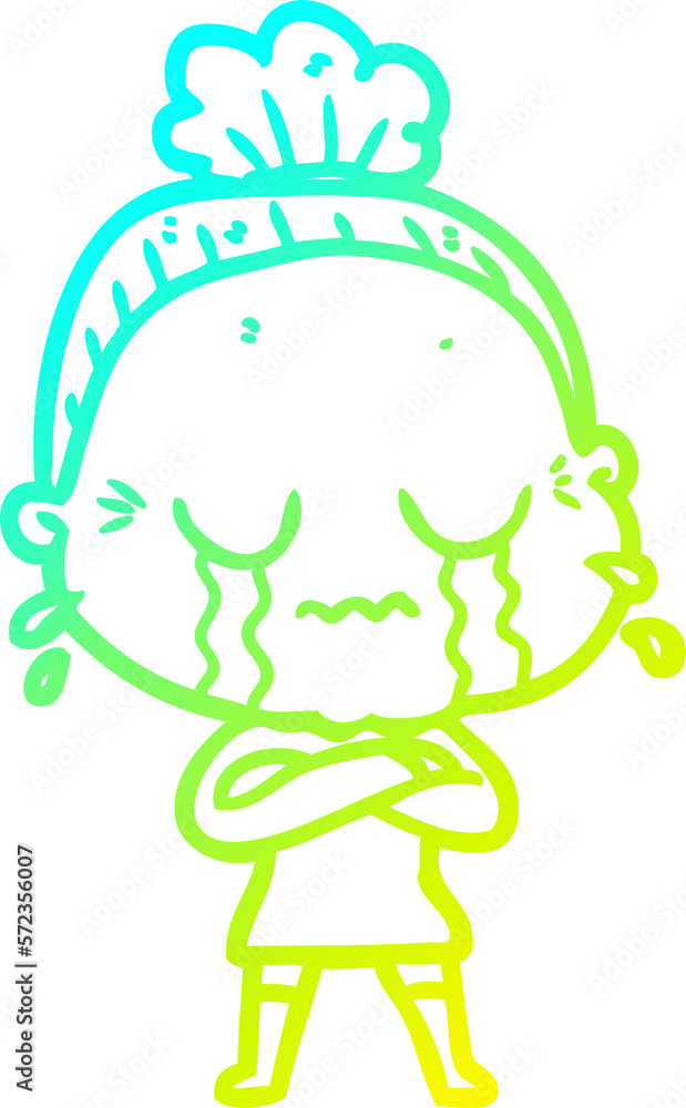 cold gradient line drawing cartoon crying old lady cold gradient line drawing cartoon crying old lady