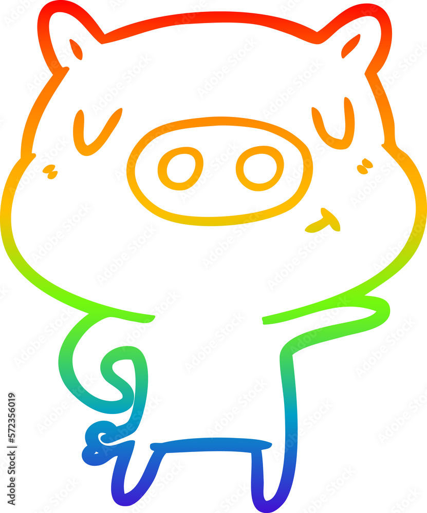rainbow gradient line drawing cartoon pig pointing rainbow gradient line drawing cartoon pig pointing