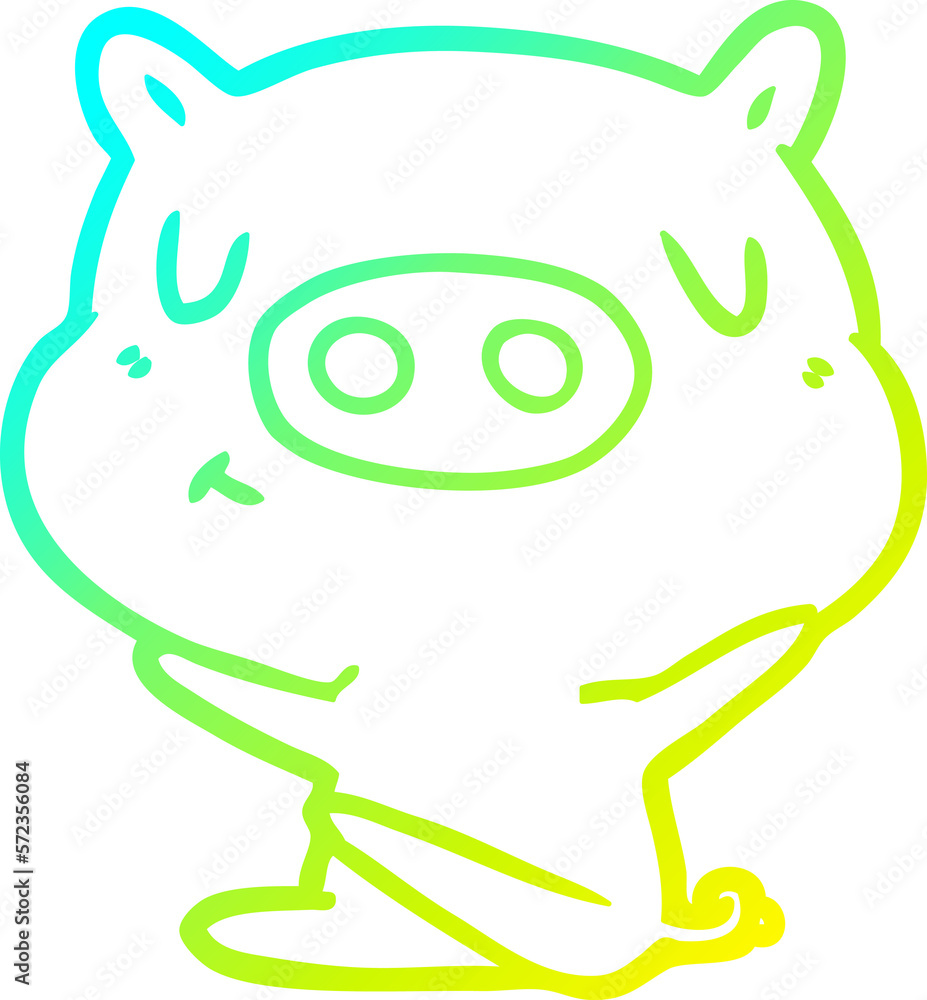 cold gradient line drawing cartoon content pig cold gradient line drawing cartoon content pig