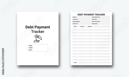 Debt Payment Tracker kdp interior, Bank loan payment tracker notebook interior. 