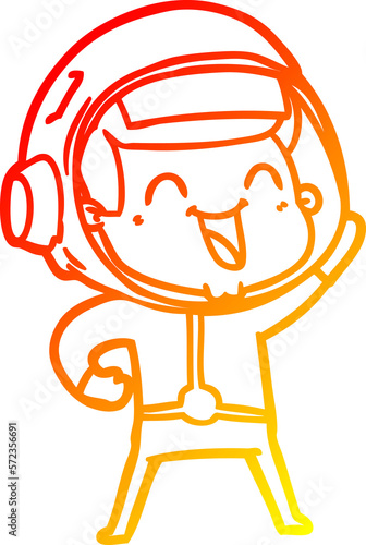 warm gradient line drawing happy cartoon astronaut