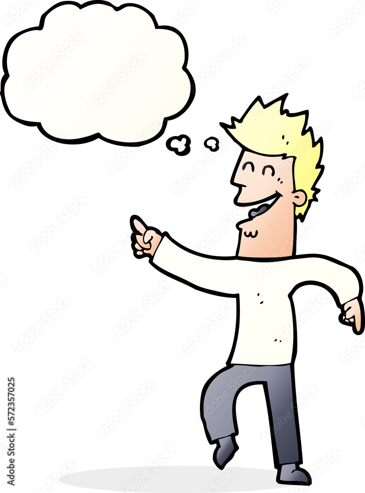 cartoon man pointing and laughing with thought bubble cartoon man pointing and laughing with thought bubble