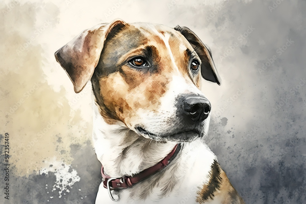 Cute dog portrait in a watercolor style, generative AI