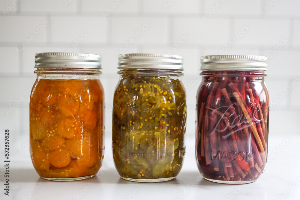 jars of pickled vegetables jars of pickled vegetables