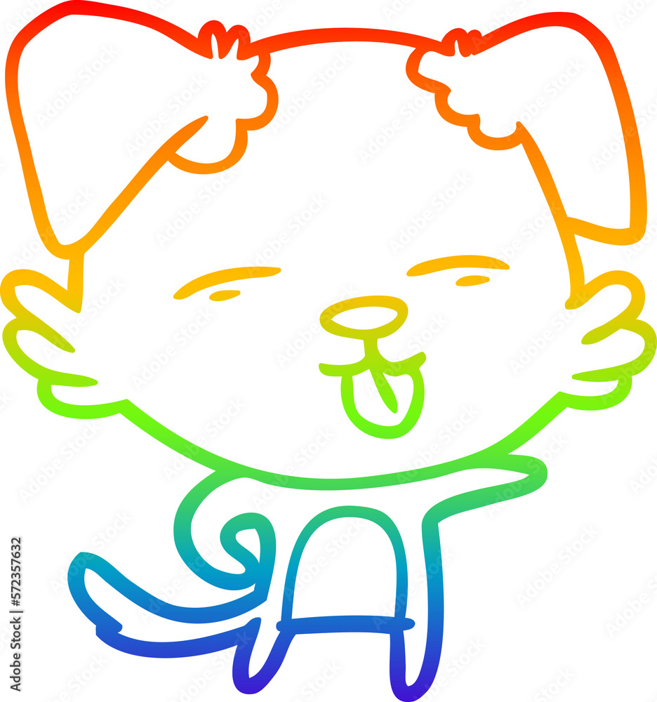 rainbow gradient line drawing cartoon dog sticking out tongue rainbow gradient line drawing cartoon dog sticking out tongue