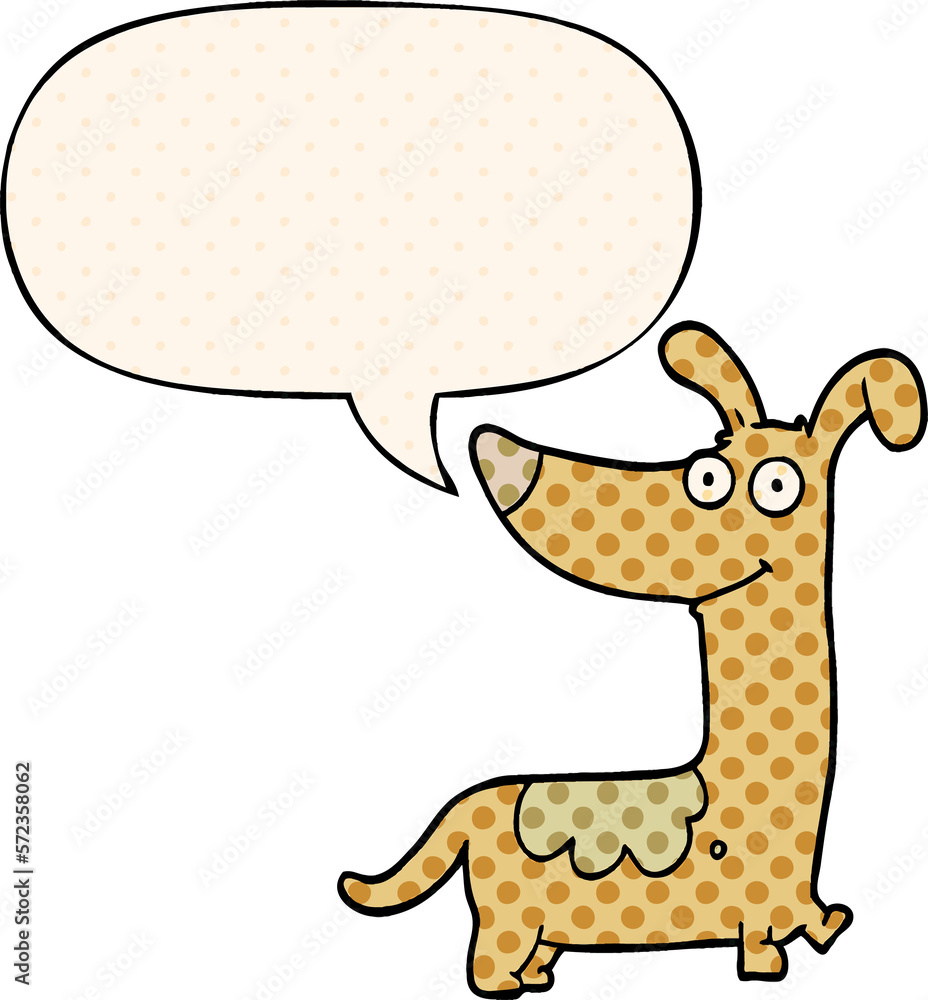 cartoon dog and speech bubble in comic book style cartoon dog and speech bubble in comic book style
