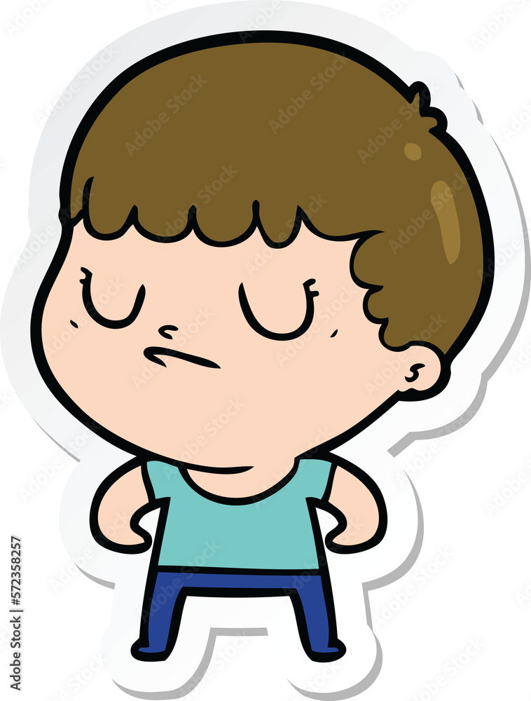 sticker of a cartoon grumpy boy sticker of a cartoon grumpy boy